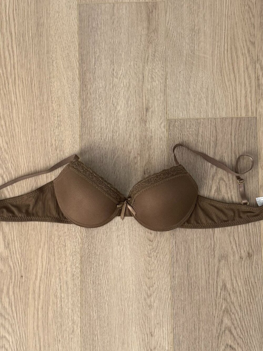 Brown Lace-Trim Underwire Bra